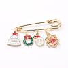 Christmas Theme Brass Safety Brooch JEWB-BR00046-03-1