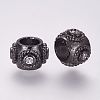 Brass Micro Pave Cubic Zirconia European Beads ZIRC-F054-32B-1
