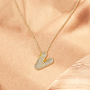 1Pc Brass Micro Pave Cubic Zirconia Letter Pendant Necklaces NJEW-LP0001-43V-G-4