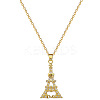 Brass Micro Pave Clear Cubic Zirconia Eiffel Tower Love Pendant Necklaces FS-WG3E8D3-01-5