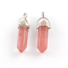 Cherry Quartz Glass Stone Pendants with Alloy Findings X-G-R278-29P-1