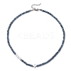 Dyed Natural Malaysia Jade Faceted Rondelle & Round Imitation Pearl & Brass Cross Beaded Necklaces NJEW-JN05835-2