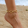 Brass Geometric Foot Chain Fashionable Textured 2 Rings Women's Anklets QB4814-3-1