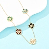 304 Stainless Steel with Resin Flower Link Chain Necklaces & Stud Earrings SJEW-Z005-02G-03-3