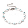 Enamel Oval with Evil Eye Link Chains Bracelet BJEW-P271-04P-02-1