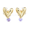 Cubic Zirconia Heart Stud Earrings EJEW-N011-71-2