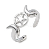 Brass Cuff Open Rings for Women RJEW-L343-10P-4