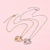 2Pcs 2 Colors Mom Daughter Hand in Hand Family Heart Alloy Pendant Necklaces NJEW-FS0001-10A-9