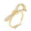 Bowknot Brass Micro Pave Clear Cubic Zirconia Finger Rings for Women LS-RJEW-C098-30G-1