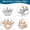 16pcs 2 Colors Crystal Rhinestone Crown Brooches JEWB-CA0001-10-2