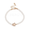 Brass Pave Clear Cubic Zirconia Star Link Chain Bracelets LS-BJEW-M321-01A-1