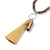 Natural Tibetan Agate Bullet & Tassel Pendant Necklace with Mixed Gemstone Beaded Chains NJEW-E585-02B-3