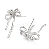Bowknot Brass Pave Clear Cubic Zirconia Stud Earrings for Women EJEW-S216-02C-P-2