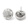 Rack Plating Brass Half Round with Sun Stud Earrings with Crystal Rhinestone for Women EJEW-D059-14P-2