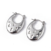 Non-Tarnish 304 Stainless Steel Round Textured Teardrop Thick Hoop Earrings for Women EJEW-I284-19P-1