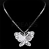 201 Stainless Steel Crystal Rhinestone 3D Hollow Butterfly Pendant Necklaces for Women LS-NJEW-K283-30P-2