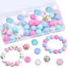 60Pcs 6 Styles Food Grade Eco-Friendly Silicone Focal Beads SIL-PA0001-11-1