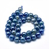 Electroplated Natural Agate Beads Strands G-O164-14-6mm-2