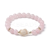 Tortoise Synthetic Turquoise & Natural Rose Quartz Stretch Bracelets for Women BJEW-JB10106-02-1