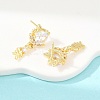 Brass Micro Pave Cubic Zirconia Dangle Stud Earrings EJEW-F405-24G-02-5