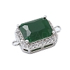 Rack Plating Brass Micro Pave Clear Cubic Zirconia Rectangle Connector Charms KK-A234-028P-01-2