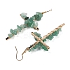 Natural Aventurine Cross Dangle Earrings EJEW-Z071-01G-02-2