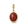 304 Stainless Steel Pave Natural Carnelian(Dyed & Heated) Faceted Oval Pendant Decoration STAS-H202-17G-1