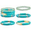 4Pcs 4 Style Acrylic Chunky Curved Tube Stretch Bracelet Sets BJEW-SW00074-07-1
