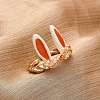 Zinc Alloy Enamel Adjustable Open Cuff Rings for Women RJEW-U058-03G-1