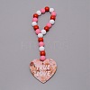 Valentine's Day Theme Schima Wood Beads Pendants Decorations HJEW-TAC0012-12-1