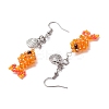 Fish with Shell Shape 304 Stainless Steel Glass Beads Dangle Earrings EJEW-MZ00436-4