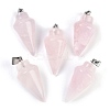 Natural Rose Quartz Gemstone Pointed Pendants G-K384-01P-02-1