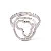 Non-Tarnish 201 Stainless Steel Hollow Out Africa Map Adjustable Ring for Women RJEW-C045-04P-2
