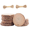 20Pcs Flat Round Unfinished Wooden Chip Pendants WOOD-CP0001-14B-1
