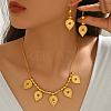 Bohemian Brass Micro Pave Cubic Zirconia Teardrop Charm Necklace & Earrings Sets for Women OD4014-4