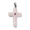 Natural Rose Quartz Cross Pendants KK-D021-04H-P-1