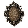 Tibetan Style Alloy Rhinestone & Oval Tray Cabochon Settings TIBEP-5436-AB-LF-1