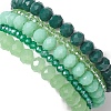 5Pcs 5 Styles Faceted Round Glass Beaded Stretch Bracelet Sets BJEW-JB10423-06-5