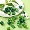 160Pcs 5 Style Irish Theme Painted Natural Wood Beads X1-WOOD-LS0001-48-5