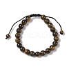 8mm Round Natural Tiger Iron Braided Bead Bracelets BJEW-C067-01B-04-2