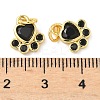 Brass Pave Cubic Zirconia Paw Print Charms KK-I355-17G-05-3
