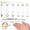 Iron Open Jump Rings & Lobster Claw Clasps & Brass Rings & Iron Beading Tweezers Finding Kits DIY-YW0017-54-3