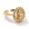 Adjustable Brass Micro Pave Clear Cubic Zirconia Cuff Rings KK-K258-36G-RS-2