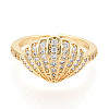 Brass Micro Pave Cubic Zirconia Adjustable Open Cuff Rings for Women RJEW-N051-03G-2