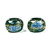 Flower Printed Transparent Acrylic Rondelle Beads TACR-S160-01-C02-2