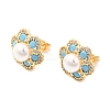 Flower Brass Micro Pave Clear Cubic Zirconia Stud Earrings EJEW-A135-21G-4