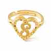 Real 18K Gold Plated Brass Alphabet Adjustable Rings RJEW-M139-18S-2