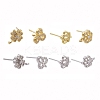 8 Pairs Brass Micro Pave Clear Cubic Zirconia Stud Earring Findings KK-ZZ0001-08-RS-1