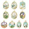 10Pcs 10 Styles Light Gold Tone Alloy Enamel Pendants ENAM-FS0003-82-1