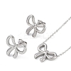 Non-Tarnish 304 Stainless Steel Bowknot Necklaces & Studs Earrings Set for Women NJEW-K276-03P-1